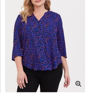 Torrid Blue Leopard Print Harper Blouse